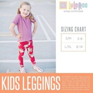 LuLaRoe Kids Leggings S//M Small Medium Red Gold And Blue Floral